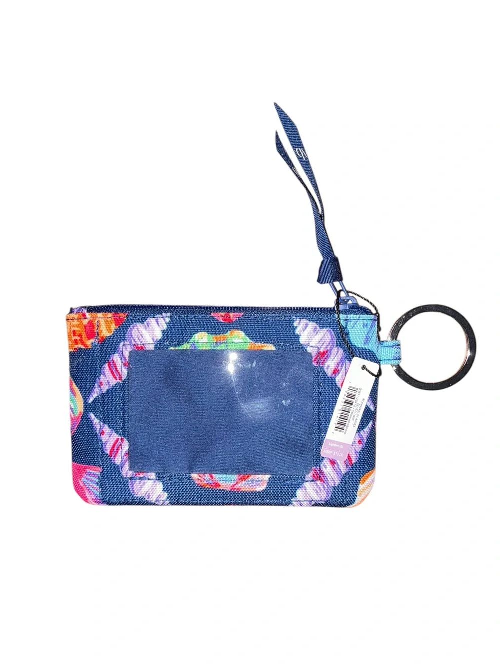 NWT Vera Bradley Multicolor Seashell Print Wristlet Key Pouch in Navy